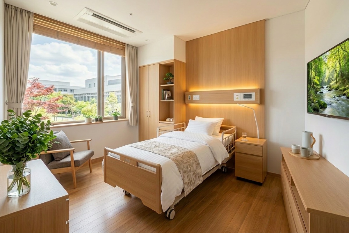 モダンな病室に設置されたHospital Suite TV